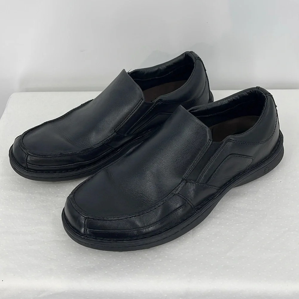 STREET CARS SIZE 14 Men's Black Leather Slip-On Shoes